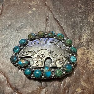 Silver and Turquoise Bear pendant
